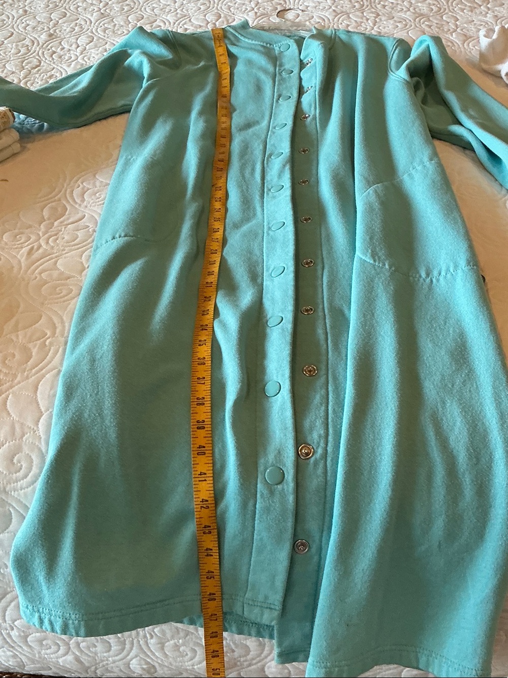 Blair Teal Snap-Front Maxi ROBE * S - Picture 5 of 7